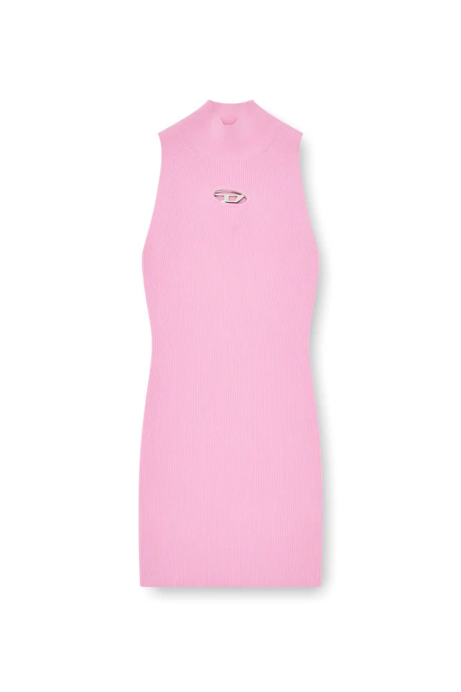 Short turtleneck dress in ribbed knit