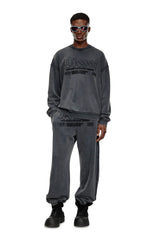 Track pants with embroidered logos