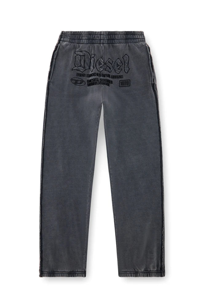 Track pants with embroidered logos