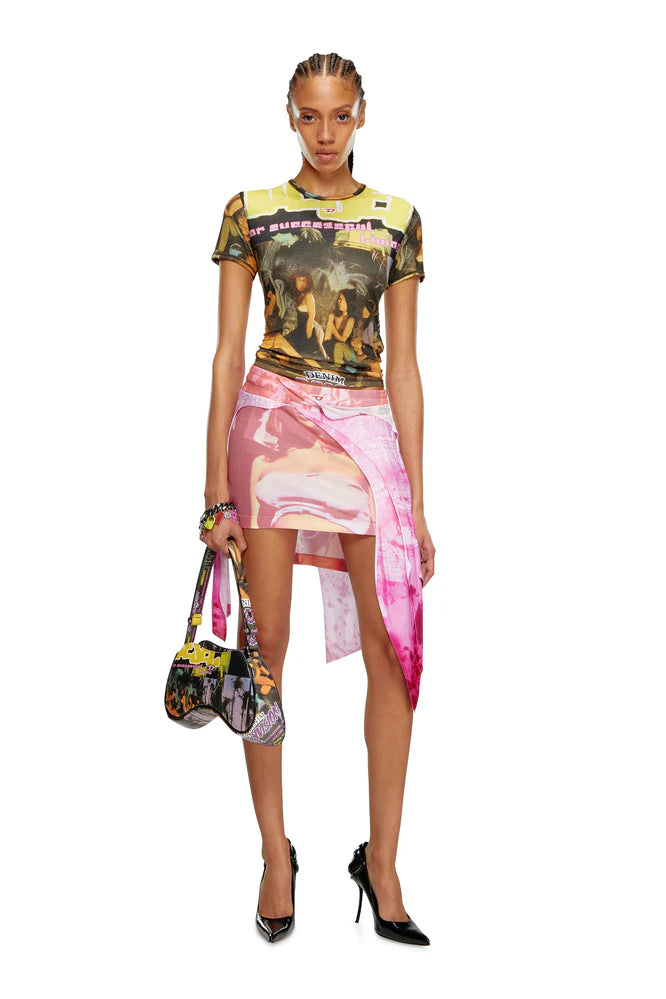 Play-Shoulder bag in printed glossy PU