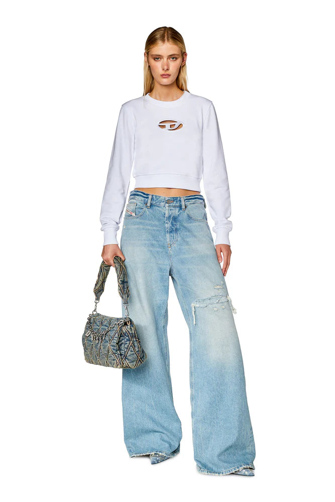 Cropped sweatshirt with cut-out logo