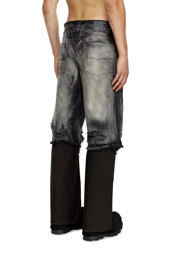 5-pocket pants with layered leg