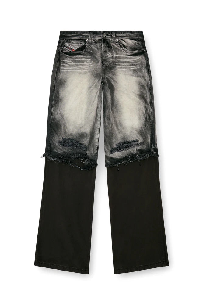 5-pocket pants with layered leg