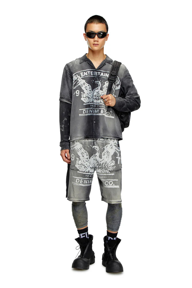Faded shorts with archival print