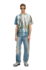 T-shirt with creased foil treatment