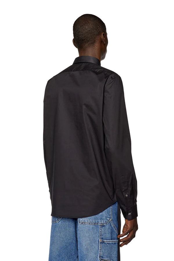 Micro-twill shirt with tonal embroidery
