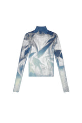 Knit top with metallic effects