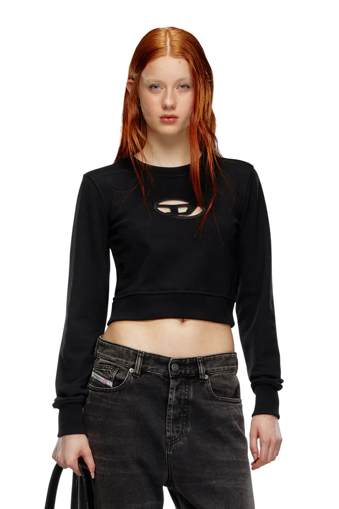 Cropped sweatshirt with cut-out logo