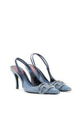 D-Venus-Slingback in rhinestone denim