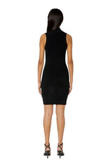 Short dress with cut-out and logo plaque