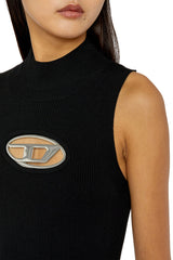 Short dress with cut-out and logo plaque