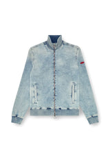 Zip-up sweater in Track Denim