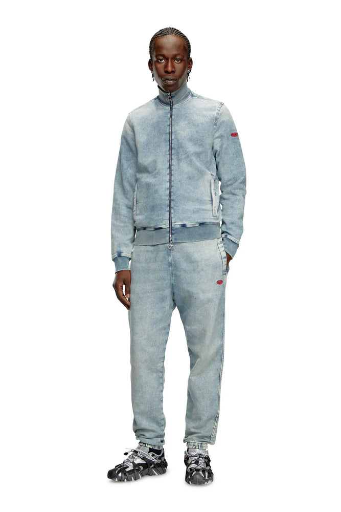 Zip-up sweater in Track Denim