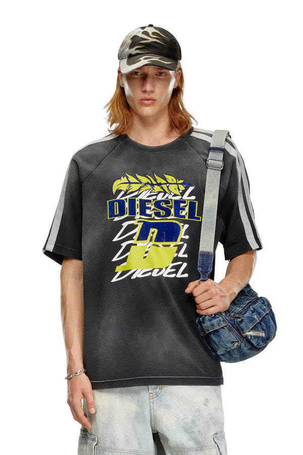 Faded T-shirt with flocked logo print