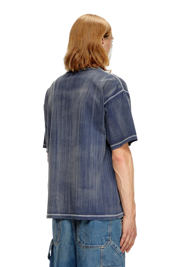 Treated T-shirt with flocked logo