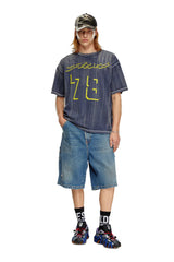 Treated T-shirt with flocked logo