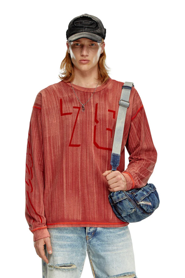Long-sleeve T-shirt with brushstroke fading