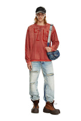 Long-sleeve T-shirt with brushstroke fading
