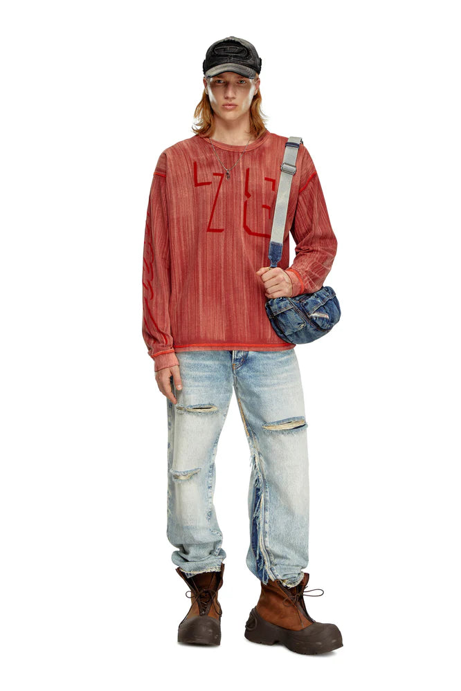 Long-sleeve T-shirt with brushstroke fading