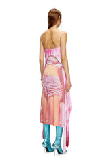 Midi dress with asymmetric overlay