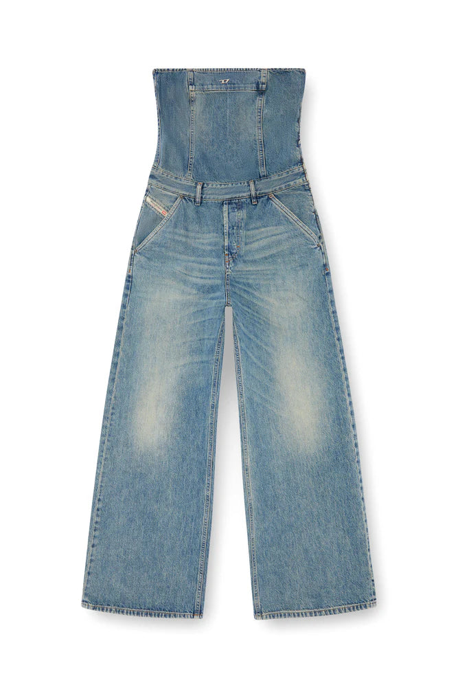 Denim strapless jumpsuit