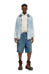 Denim utility shorts with dusty wash