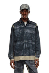 Twill shirt with trompe l'oeil print