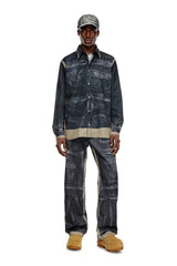 Twill shirt with trompe l'oeil print