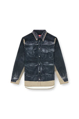 Twill shirt with trompe l'oeil print