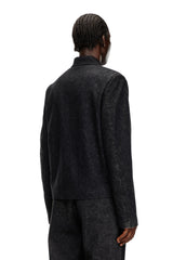 Blouson jacket in wool blend and denim