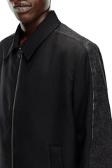 Blouson jacket in wool blend and denim
