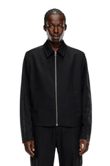 Blouson jacket in wool blend and denim