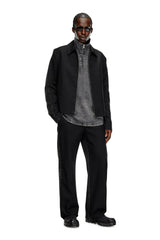 Blouson jacket in wool blend and denim