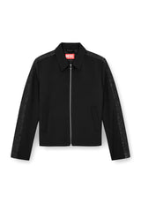 Blouson jacket in wool blend and denim