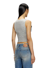 Top in peel-off denim and jersey