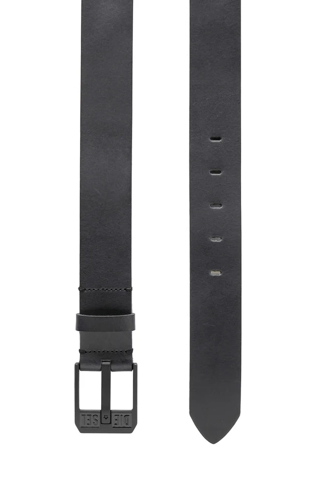 Leather Belt With Star Logo Buckle