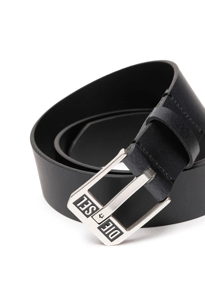 Leather Belt With Star Logo Buckle