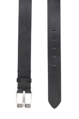 Leather Belt With Star Logo Buckle