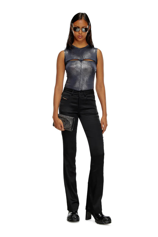 Metallic Tank Top With Chest Slit