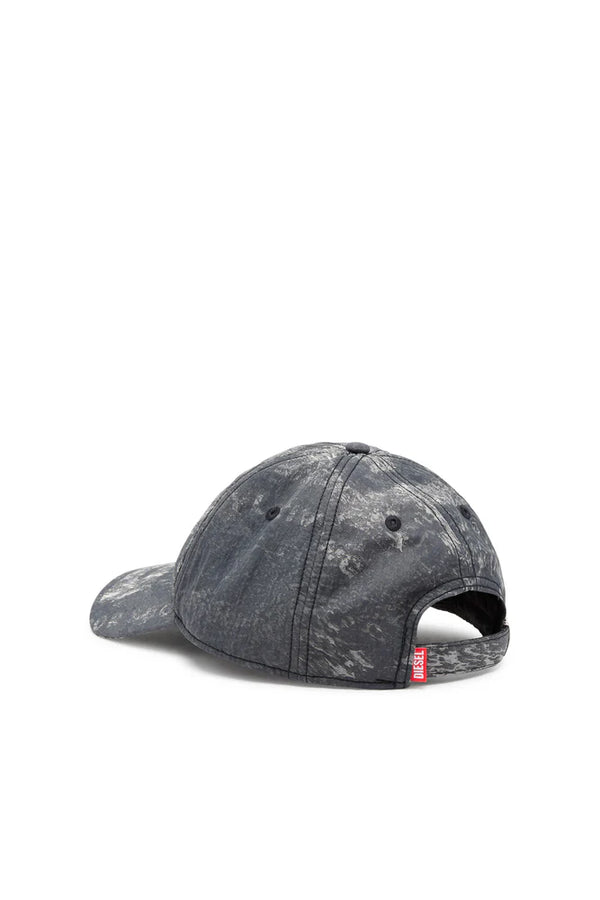 Wrinkled Nylon Cap With Rain-Camo Print