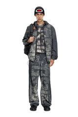 Printed Trousers In Wrinkled Nylon