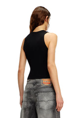 Cut-Out Knit Top With Logo Plaque