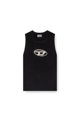 Cut-Out Knit Top With Logo Plaque