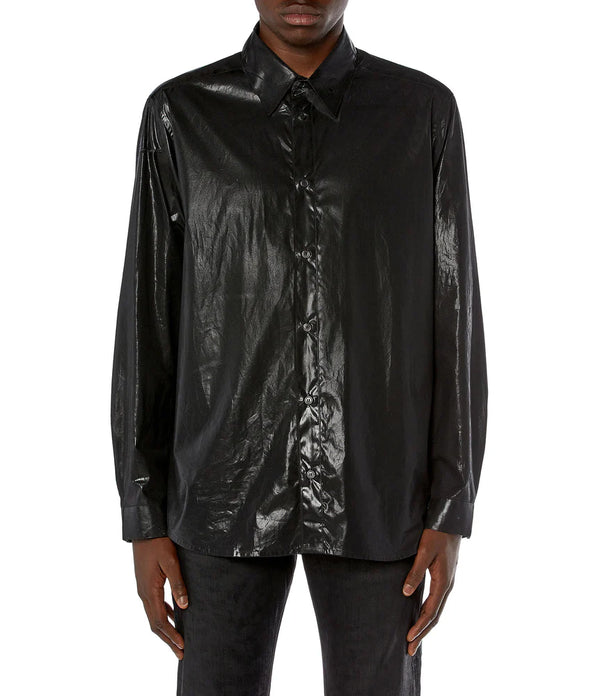 Poplin Shirt With Shiny Coated Effect