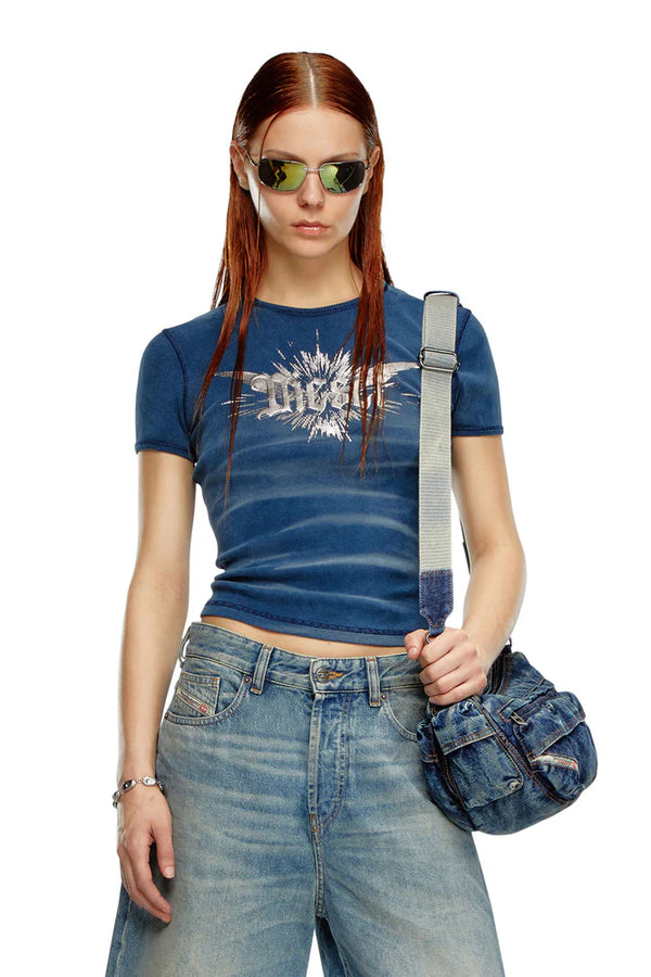 T-Shirt With Winged Diesel Foil Print