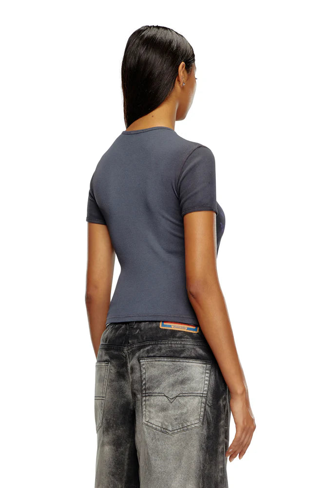 Ribbed T-Shirt With Diesel Sword Print