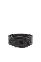 Smooth Leather Belt With Cracked D Buckle