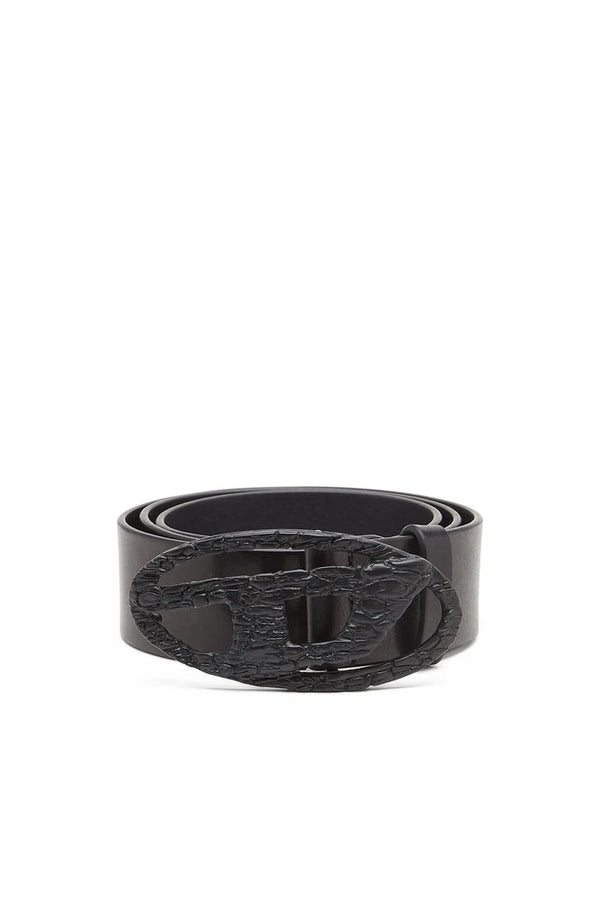 Smooth Leather Belt With Cracked D Buckle