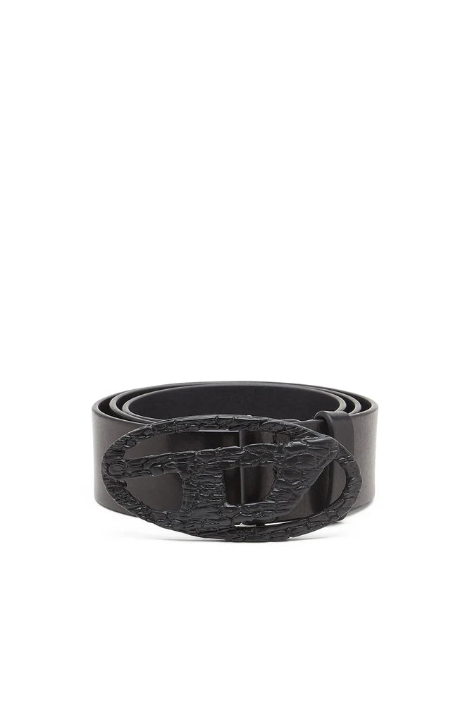 Smooth Leather Belt With Cracked D Buckle