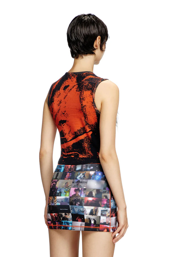 Cropped Tank Top With Fuzzy Logo